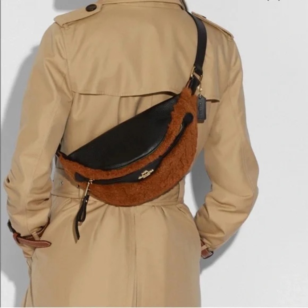Coach Leather and Shearling Belt Bag NWOT